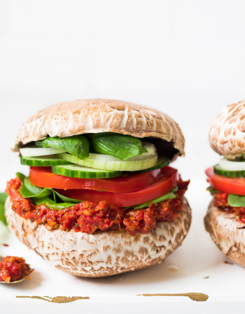 波特菇“汉堡”Raw Portobello Mushroom Burgers